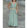 image:imageCHICME 2 Piece Outfits for Women Summer Sleeveless Twist Tank Top and Wide Leg Pant Sets Casual Travel Airport Outfits FlowyLight Green