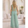 image:imageCHICME 2 Piece Outfits for Women Summer Sleeveless Twist Tank Top and Wide Leg Pant Sets Casual Travel Airport Outfits FlowyLight Green