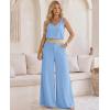 image:imageCHICME 2 Piece Outfits for Women Summer Sleeveless Twist Tank Top and Wide Leg Pant Sets Casual Travel Airport Outfits FlowyLighted Blue