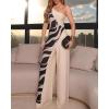 image:imageCHICME Jumpsuits for Women Dressy 2026 One Shoulder Printed Wide Leg Romper Casual Vacation Summer Outfits with PocketsAbeige