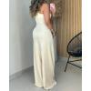 image:imageCHICME Jumpsuits for Women Dressy 2026 One Shoulder Printed Wide Leg Romper Casual Vacation Summer Outfits with PocketsAbeige