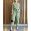 image:imageCHICME Jumpsuits for Women One Piece Outfits Summer 2026 Spring Vacation Travel Outfits Dressy Casual Cargo Tapered RomperLight Green