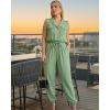 image:imageCHICME Jumpsuits for Women One Piece Outfits Summer 2026 Spring Vacation Travel Outfits Dressy Casual Cargo Tapered RomperLight Green