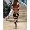 image:imageCHICME Summer Dresses for Women Floral Print Plunge V Neck Midi Dress Casual Ruched Slit Bodycon Party DressPrinted Brown