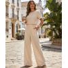 image:imageCHICME Two Piece Sets for Women Summer Outfits Short Sleeve Top Wide Leg Pants Set Elastic Waist Casual Work VacationApricot