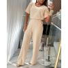 image:imageCHICME Two Piece Sets for Women Summer Outfits Short Sleeve Top Wide Leg Pants Set Elastic Waist Casual Work VacationApricot