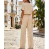 image:imageCHICME Two Piece Sets for Women Summer Outfits Short Sleeve Top Wide Leg Pants Set Elastic Waist Casual Work VacationApricot