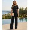 image:imageCHICME Two Piece Sets for Women Summer Outfits Short Sleeve Top Wide Leg Pants Set Elastic Waist Casual Work VacationBlack