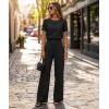 image:imageCHICME Two Piece Sets for Women Summer Outfits Short Sleeve Top Wide Leg Pants Set Elastic Waist Casual Work VacationBlack