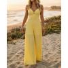 image:imageCHICME Women 2026 Sleeveless Deep V Sling Jumpsuit High Waist Pleated Jumpsuit Casual Beach Party Outfit with LiningYellow