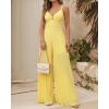 image:imageCHICME Women 2026 Sleeveless Deep V Sling Jumpsuit High Waist Pleated Jumpsuit Casual Beach Party Outfit with LiningYellow