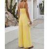 image:imageCHICME Women 2026 Sleeveless Deep V Sling Jumpsuit High Waist Pleated Jumpsuit Casual Beach Party Outfit with LiningYellow