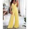image:imageCHICME Women 2026 Sleeveless Deep V Sling Jumpsuit High Waist Pleated Jumpsuit Casual Beach Party Outfit with LiningYellow