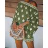 image:imageCHICME Womens 2 Piece Boho Outfit Lantern Sleeve Linen Top and Shorts Set Beach Vacation Summer OutfitsArmy Green