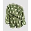 image:imageCHICME Womens 2 Piece Boho Outfit Lantern Sleeve Linen Top and Shorts Set Beach Vacation Summer OutfitsArmy Green
