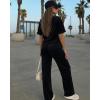 image:imageCHICME Womens 2 Piece Outfits Plain Short Sleeve Top and Casual Decoration Drawstring Elastic Waist Wide Leg Pants SetBlack