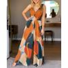 image:imageCHICME Womens Abstract Print V Neck Jumpsuit Wide Leg High Cinched Waist Backless Sleeveless Chic Vacation Beach RomperAmulticolor