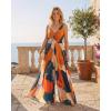 image:imageCHICME Womens Abstract Print V Neck Jumpsuit Wide Leg High Cinched Waist Backless Sleeveless Chic Vacation Beach RomperAmulticolor