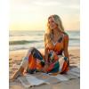 image:imageCHICME Womens Abstract Print V Neck Jumpsuit Wide Leg High Cinched Waist Backless Sleeveless Chic Vacation Beach RomperAmulticolor