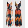 image:imageCHICME Womens Abstract Print V Neck Jumpsuit Wide Leg High Cinched Waist Backless Sleeveless Chic Vacation Beach RomperAmulticolor