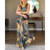 image:imageCHICME Womens Abstract Print V Neck Jumpsuit Wide Leg High Cinched Waist Backless Sleeveless Chic Vacation Beach RomperGray