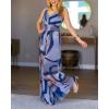 image:imageCHICME Womens Abstract Print V Neck Jumpsuit Wide Leg High Cinched Waist Backless Sleeveless Chic Vacation Beach RomperMulticolorblue