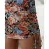 image:imageCHICME Womens Floral Mesh Bodycon Mini Dress Long Sleeve Drawstring Side Ruched Party DressMulticolor