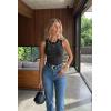 image:imageCHICME Womens Rhinestone Mock Neck Sleeveless Knit Tank Top Slim Fit Sparkly Halter for Party Vacation SummerBlack