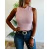 image:imageCHICME Womens Rhinestone Mock Neck Sleeveless Knit Tank Top Slim Fit Sparkly Halter for Party Vacation SummerPink