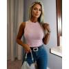 image:imageCHICME Womens Rhinestone Mock Neck Sleeveless Knit Tank Top Slim Fit Sparkly Halter for Party Vacation SummerPink