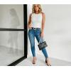 image:imageCHICME Womens Rhinestone Mock Neck Sleeveless Knit Tank Top Slim Fit Sparkly Halter for Party Vacation SummerWhite