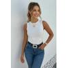 image:imageCHICME Womens Rhinestone Mock Neck Sleeveless Knit Tank Top Slim Fit Sparkly Halter for Party Vacation SummerWhite
