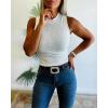 image:imageCHICME Womens Rhinestone Mock Neck Sleeveless Knit Tank Top Slim Fit Sparkly Halter for Party Vacation SummerWhite
