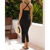 image:imageCHICME Womens Sexy Dress Midi Ribbed Sleeveless Criss Cross Straps Backless Summer Club Party Wedding Guest DressesBlack