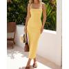 image:imageCHICME Womens Sexy Dress Midi Ribbed Sleeveless Criss Cross Straps Backless Summer Club Party Wedding Guest DressesLight Yellow