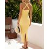 image:imageCHICME Womens Sexy Dress Midi Ribbed Sleeveless Criss Cross Straps Backless Summer Club Party Wedding Guest DressesLight Yellow