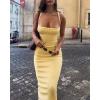 image:imageCHICME Womens Sexy Dress Midi Ribbed Sleeveless Criss Cross Straps Backless Summer Club Party Wedding Guest DressesLight Yellow