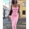 image:imageCHICME Womens Sexy Dress Midi Ribbed Sleeveless Criss Cross Straps Backless Summer Club Party Wedding Guest DressesPink
