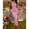image:imageCHICME Womens Sexy Dress Midi Ribbed Sleeveless Criss Cross Straps Backless Summer Club Party Wedding Guest DressesPink