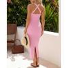 image:imageCHICME Womens Sexy Dress Midi Ribbed Sleeveless Criss Cross Straps Backless Summer Club Party Wedding Guest DressesPink