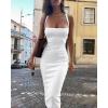 image:imageCHICME Womens Sexy Dress Midi Ribbed Sleeveless Criss Cross Straps Backless Summer Club Party Wedding Guest DressesWhite