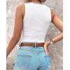 image:imageCHICME Womens Sleeveless Lace Mock Neck Ribbed Knit Tank Top Fitted Dressy Summer Mesh Knit Turtleneck TopsWhite