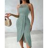 image:imageCHICME Womens Summer Halter Ruched Bodycon Long Dresses Hollow Out A Line Eyelet Embroidery amp Side Slit Vacation Tank DressAgreen