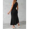 image:imageCHICME Womens Summer Halter Ruched Bodycon Long Dresses Hollow Out A Line Eyelet Embroidery amp Side Slit Vacation Tank DressBlack