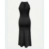 image:imageCHICME Womens Summer Halter Ruched Bodycon Long Dresses Hollow Out A Line Eyelet Embroidery amp Side Slit Vacation Tank DressBlack