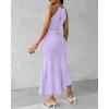 image:imageCHICME Womens Summer Halter Ruched Bodycon Long Dresses Hollow Out A Line Eyelet Embroidery amp Side Slit Vacation Tank DressPurple