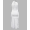 image:imageCHICME Womens Summer Halter Ruched Bodycon Long Dresses Hollow Out A Line Eyelet Embroidery amp Side Slit Vacation Tank DressWhite