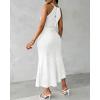 image:imageCHICME Womens Summer Halter Ruched Bodycon Long Dresses Hollow Out A Line Eyelet Embroidery amp Side Slit Vacation Tank DressWhite
