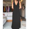 image:imageCHICME Womens V Neck Sleeveless Two Way Wear Maxi Dress 2026 Flowy Casual Summer Dresses Without BeltBlack