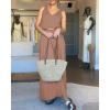 image:imageCHICME Womens V Neck Sleeveless Two Way Wear Maxi Dress 2026 Flowy Casual Summer Dresses Without BeltCoffee